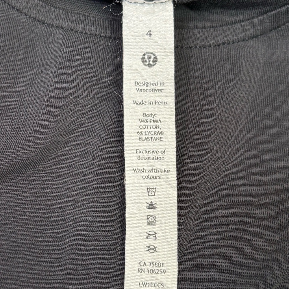 🍋Lululemon Cotton Wrap Front T-Shirt Dress Size 4 Black Soft Pima Cotton in EUC! - Picture 8 of 12
